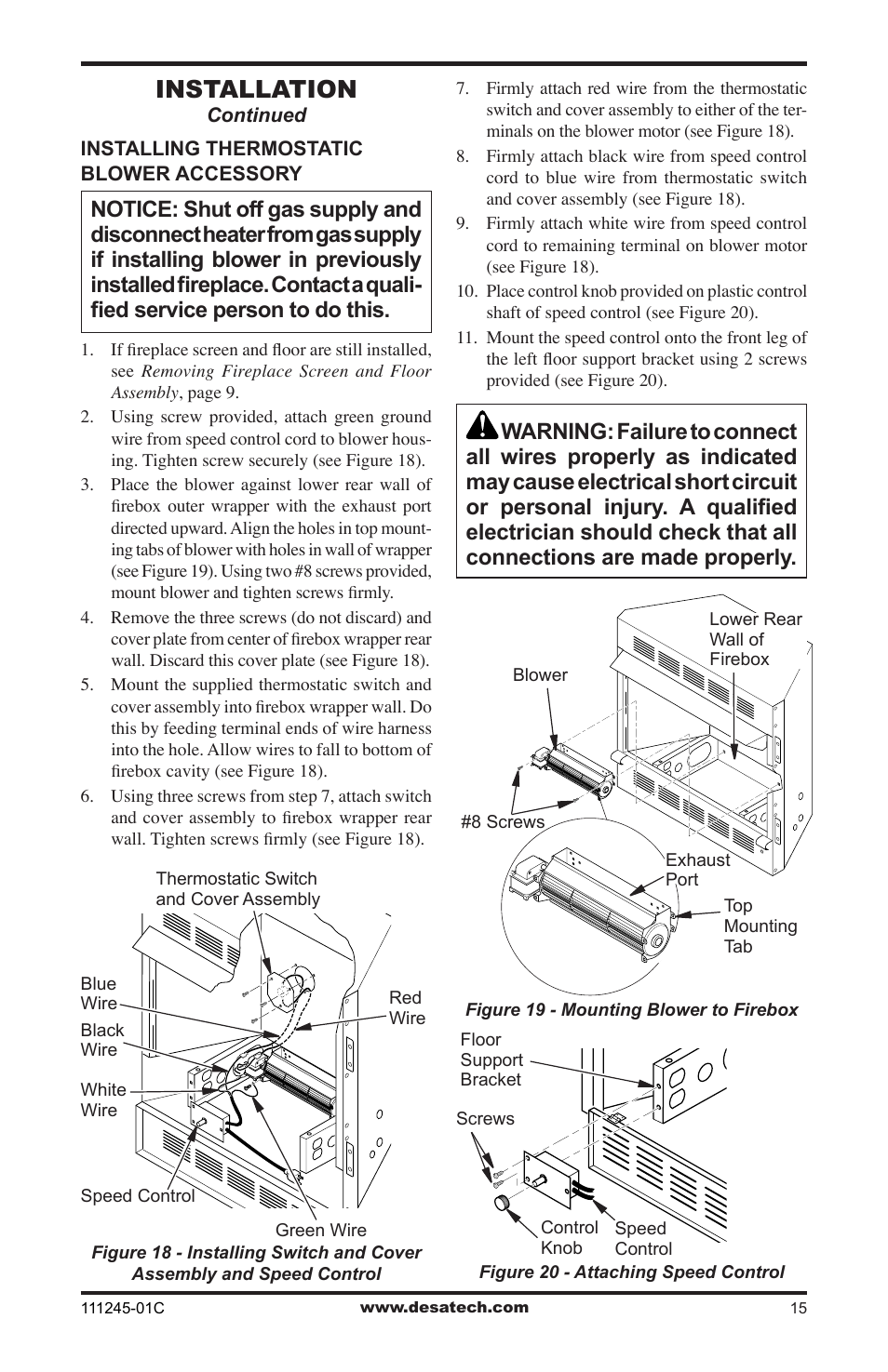 Installation | Desa CGEFP33PRB User Manual | Page 15 / 48