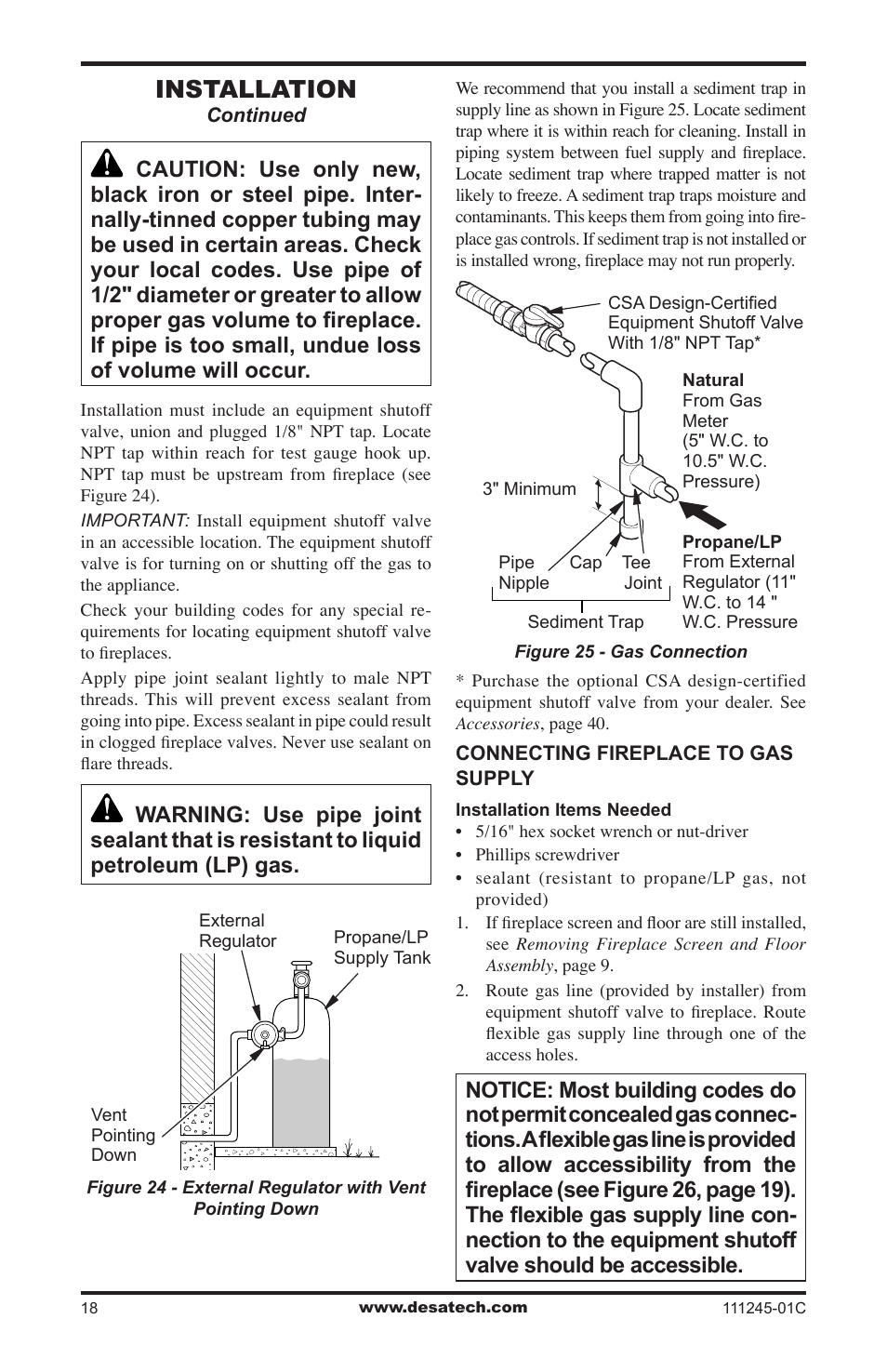 Installation | Desa CGEFP33PRB User Manual | Page 18 / 48