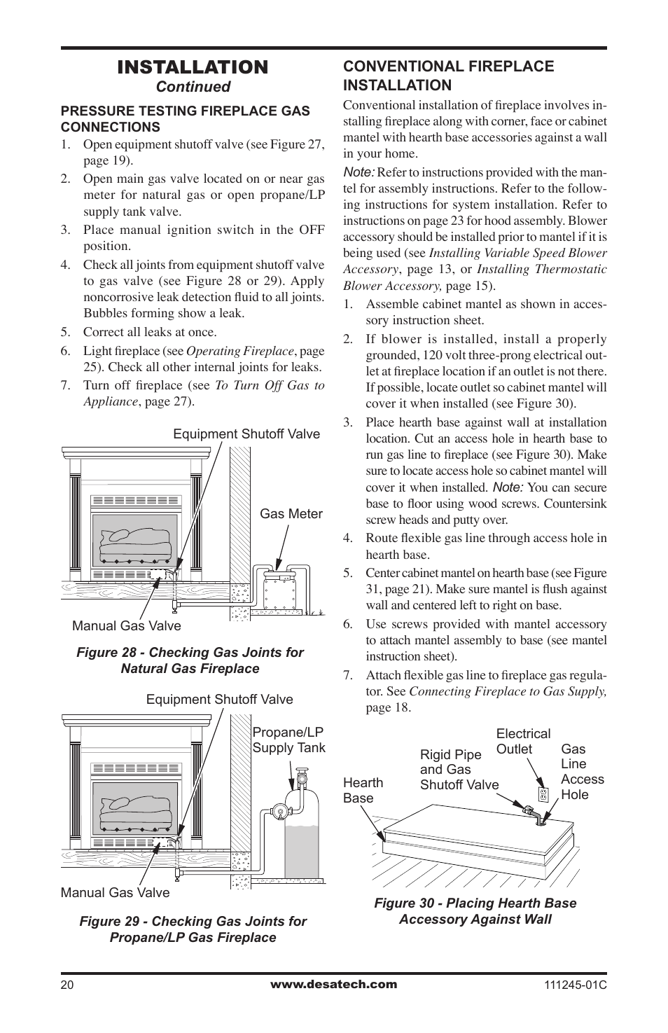 Installation | Desa CGEFP33PRB User Manual | Page 20 / 48