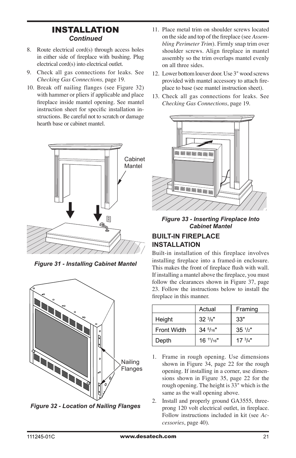 Installation | Desa CGEFP33PRB User Manual | Page 21 / 48