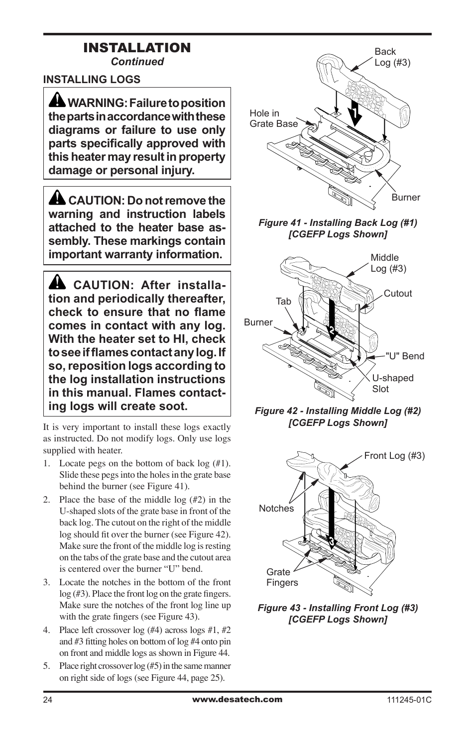 Installation | Desa CGEFP33PRB User Manual | Page 24 / 48