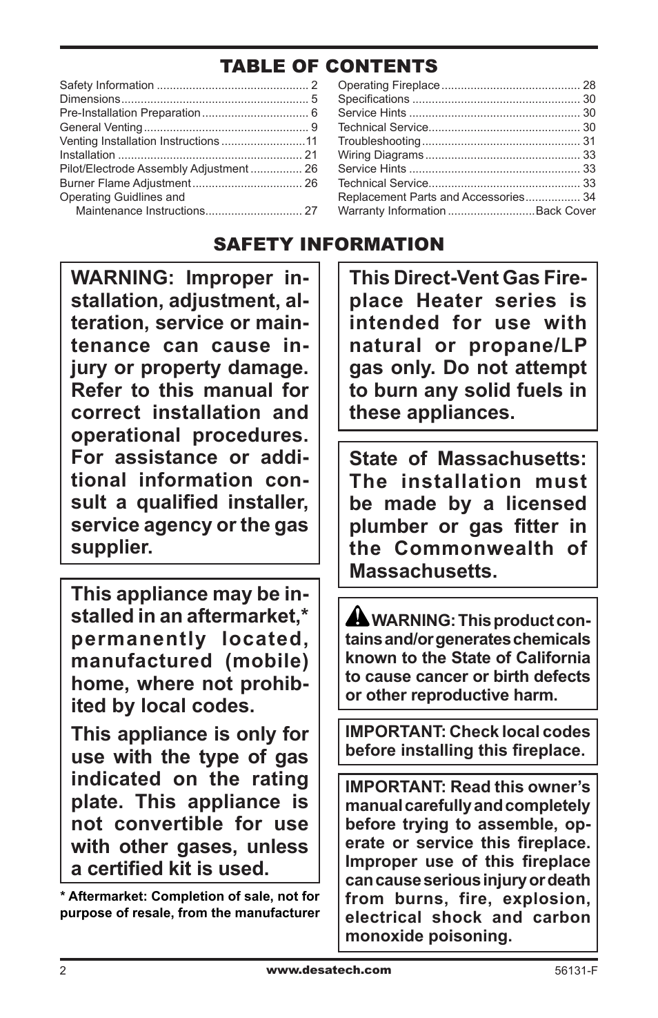 Safety information | Desa (V)DVF36 User Manual | Page 2 / 36