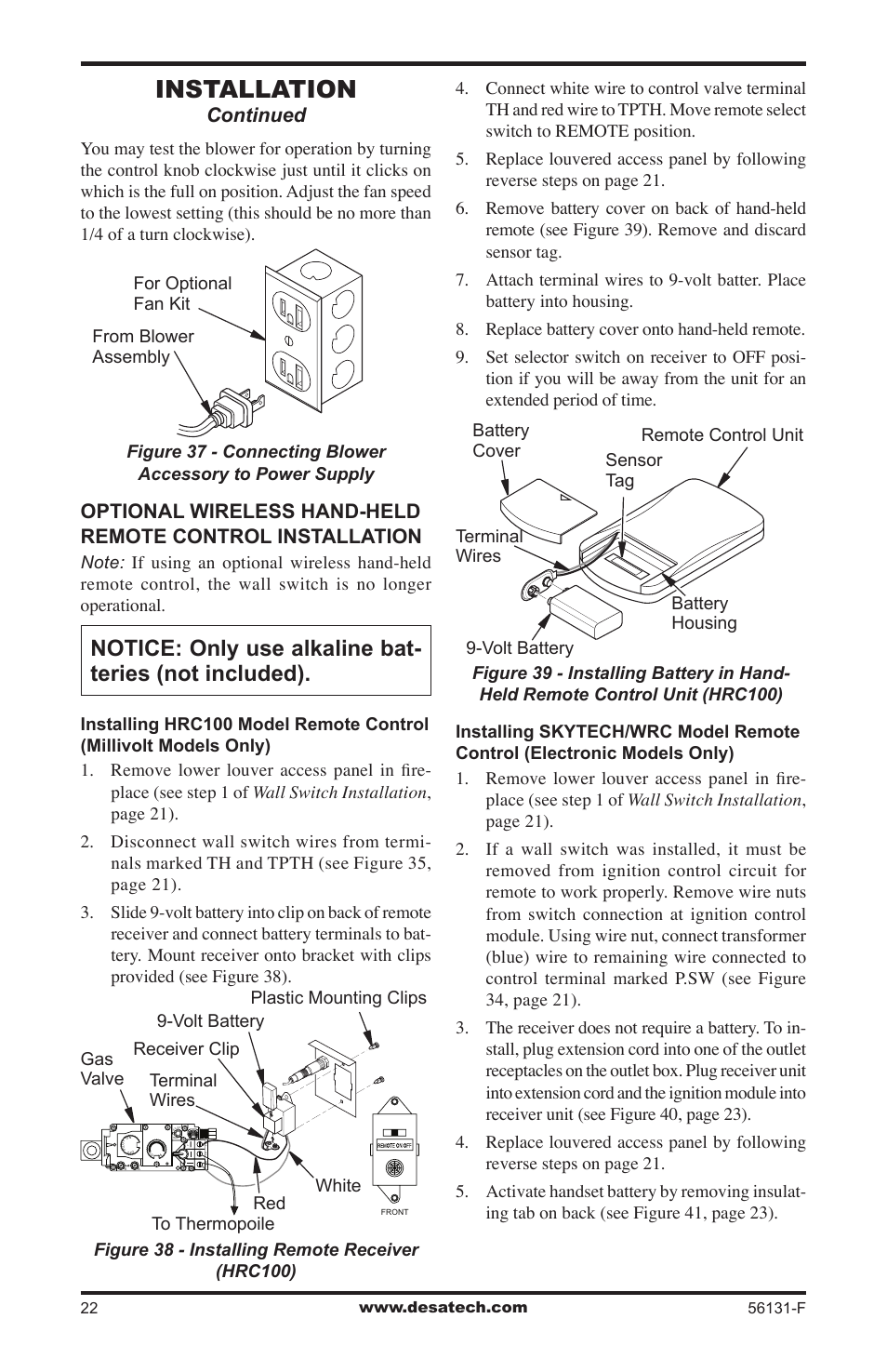 Installation, Continued | Desa (V)DVF36 User Manual | Page 22 / 36