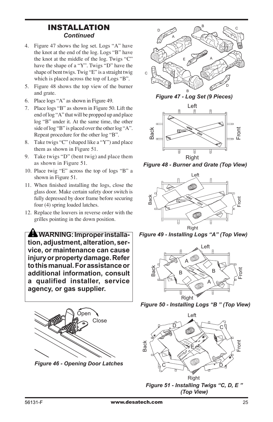 Installation | Desa (V)DVF36 User Manual | Page 25 / 36