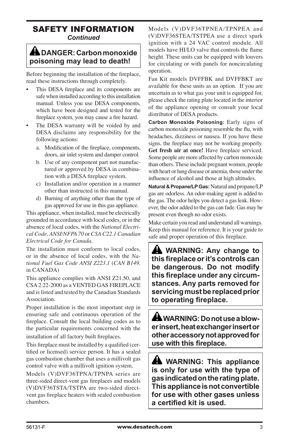 Safety information | Desa (V)DVF36 User Manual | Page 3 / 36