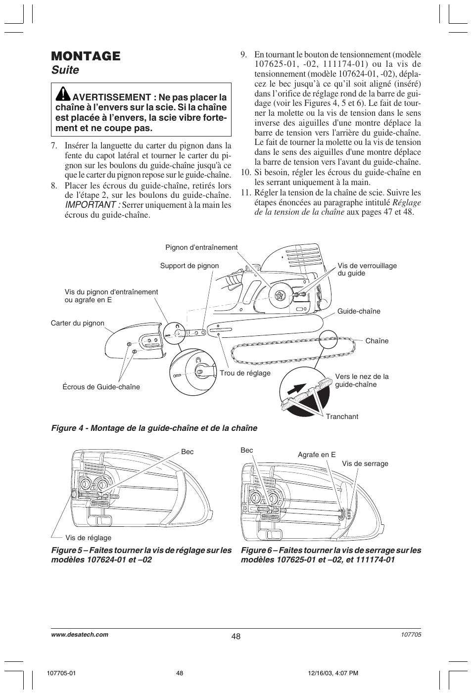 Montage, Suite | Desa 107624-01 User Manual | Page 48 / 68