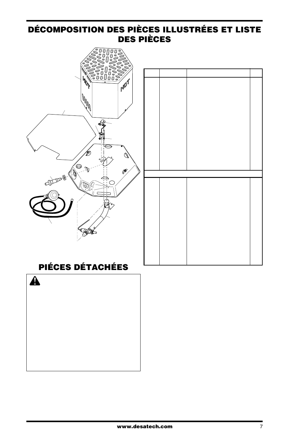 Piéces détachées | Desa CANADIAN PROPANE CONSTRUCTION CONVECTION HEATER User Manual | Page 15 / 24