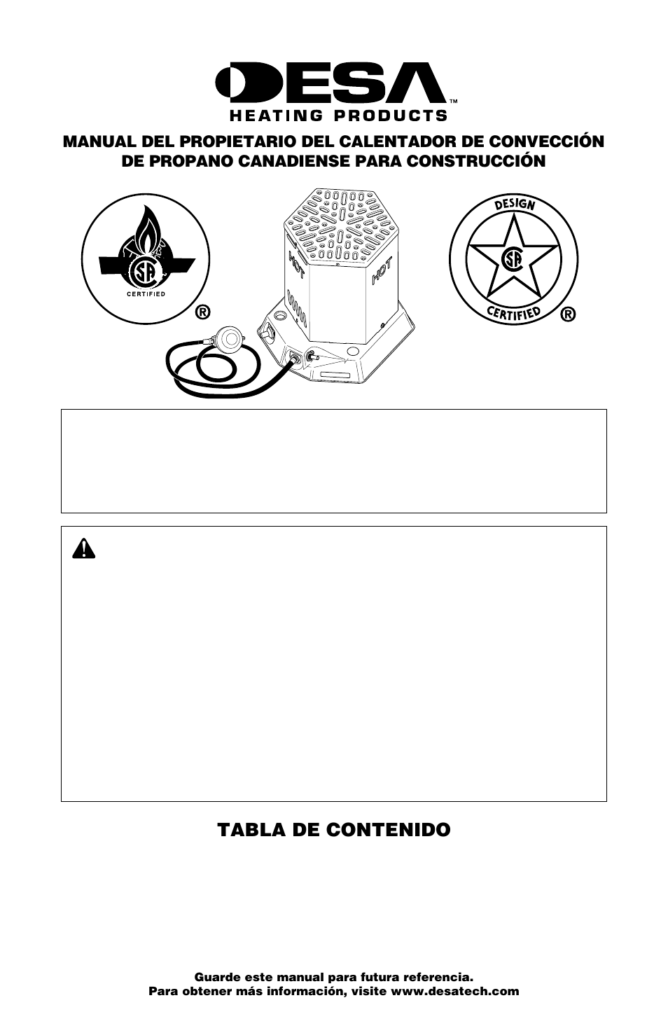 Desa CANADIAN PROPANE CONSTRUCTION CONVECTION HEATER User Manual | Page 17 / 24