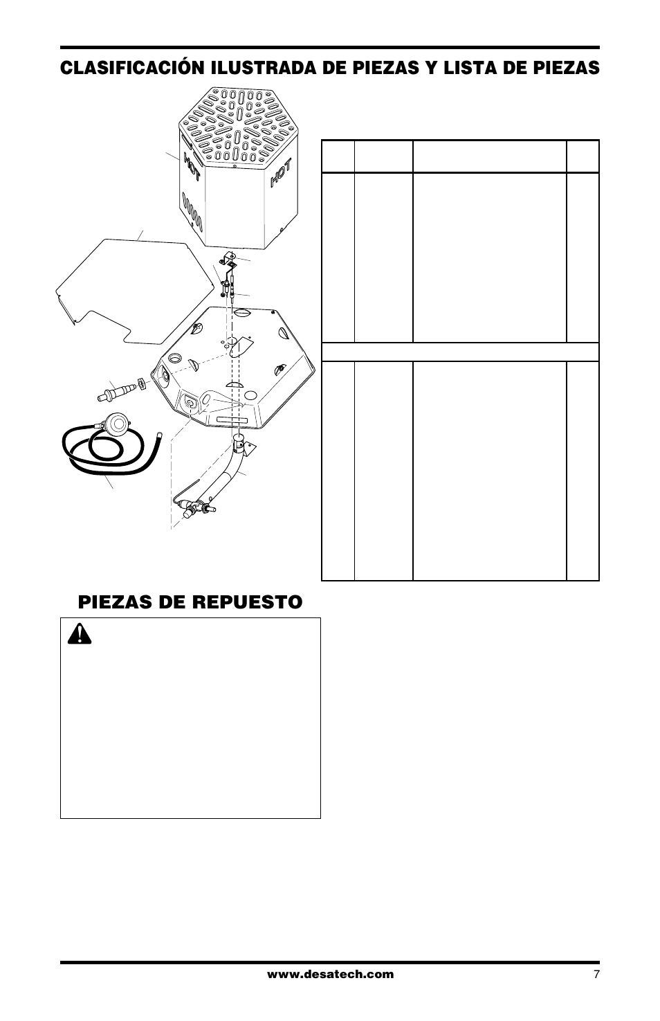 Piezas de repuesto | Desa CANADIAN PROPANE CONSTRUCTION CONVECTION HEATER User Manual | Page 23 / 24
