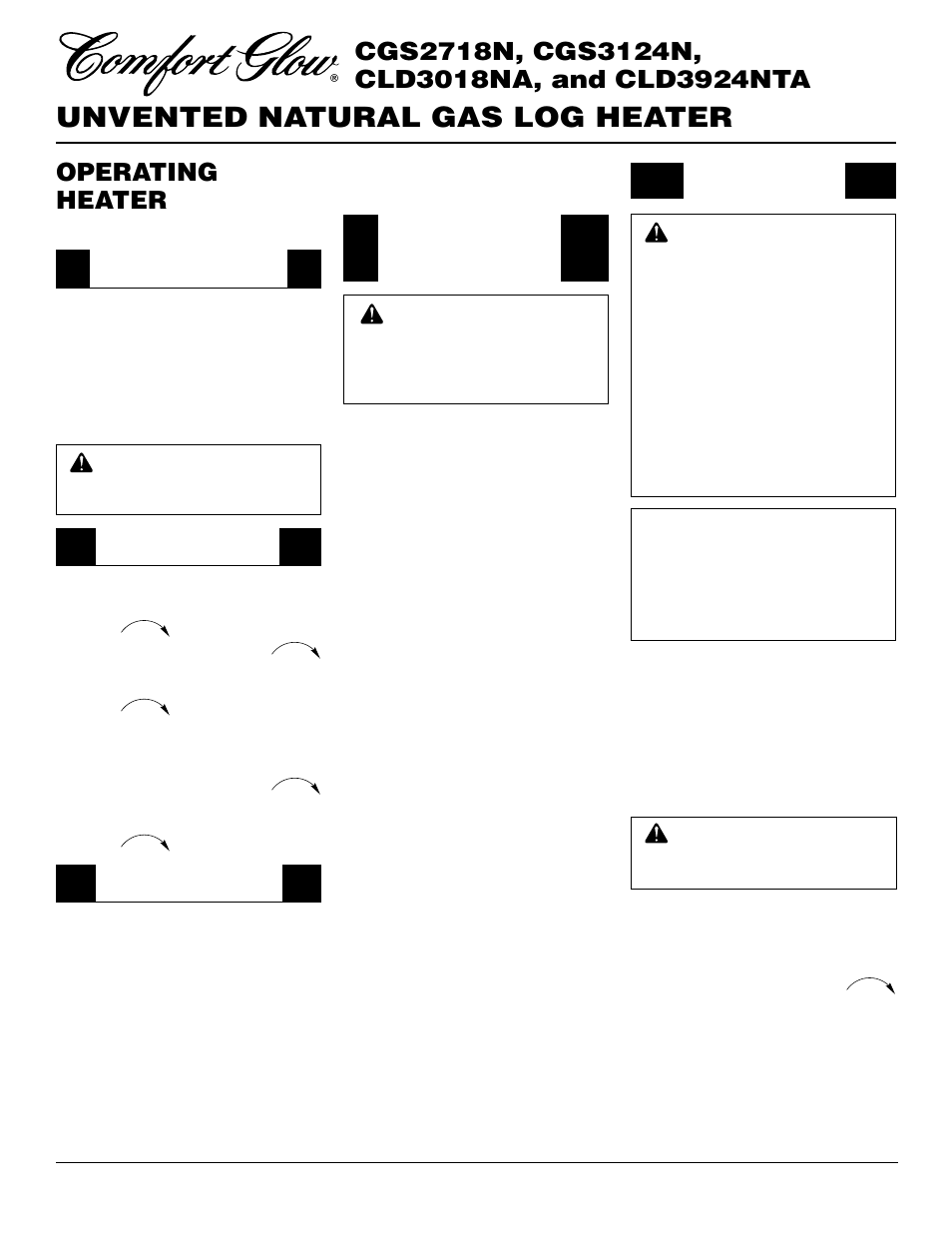 Unvented natural gas log heater, Operating heater, Continued | Desa CGS2718N User Manual | Page 16 / 32