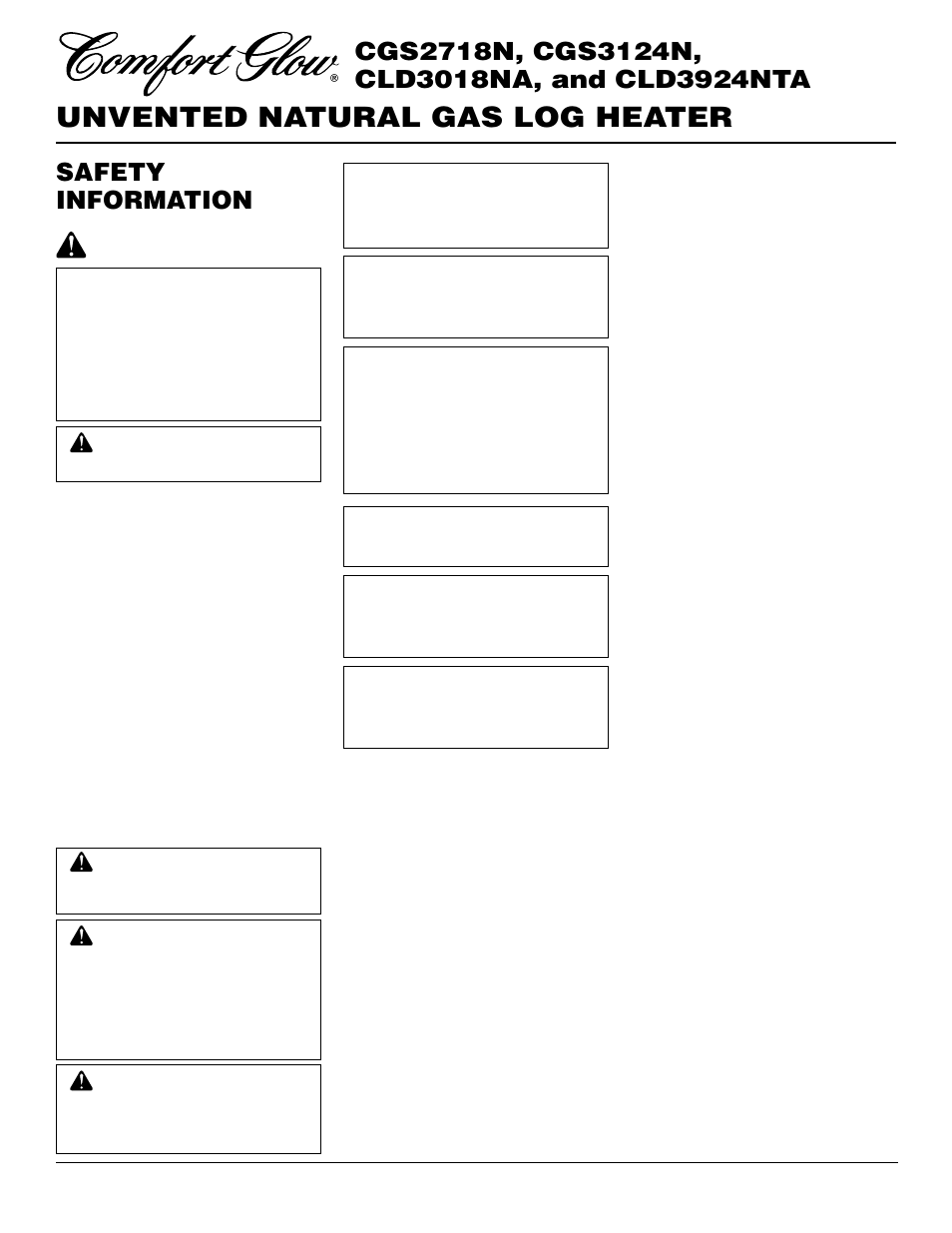 Unvented natural gas log heater | Desa CGS2718N User Manual | Page 2 / 32