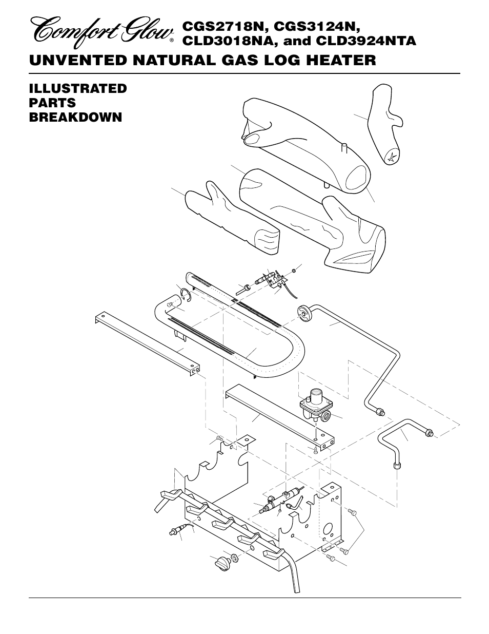 Unvented natural gas log heater, Illustrated parts breakdown | Desa CGS2718N User Manual | Page 26 / 32