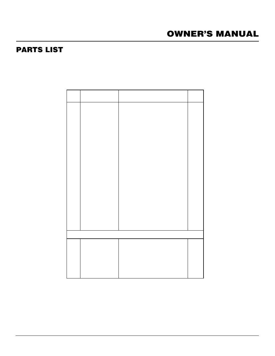 Owner’s manual, Parts list | Desa CGS2718N User Manual | Page 29 / 32