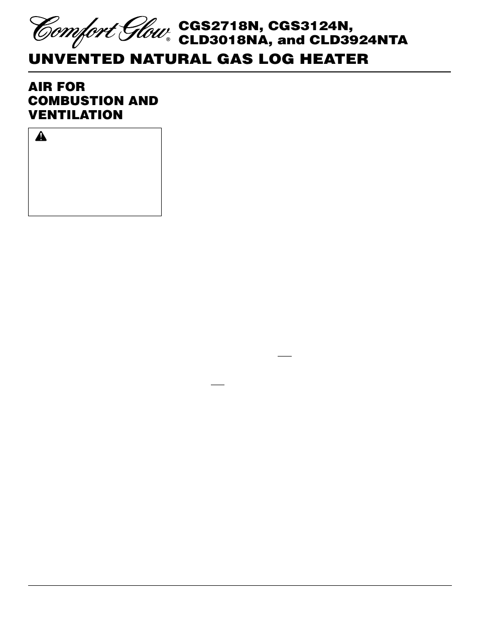 Unvented natural gas log heater | Desa CGS2718N User Manual | Page 4 / 32