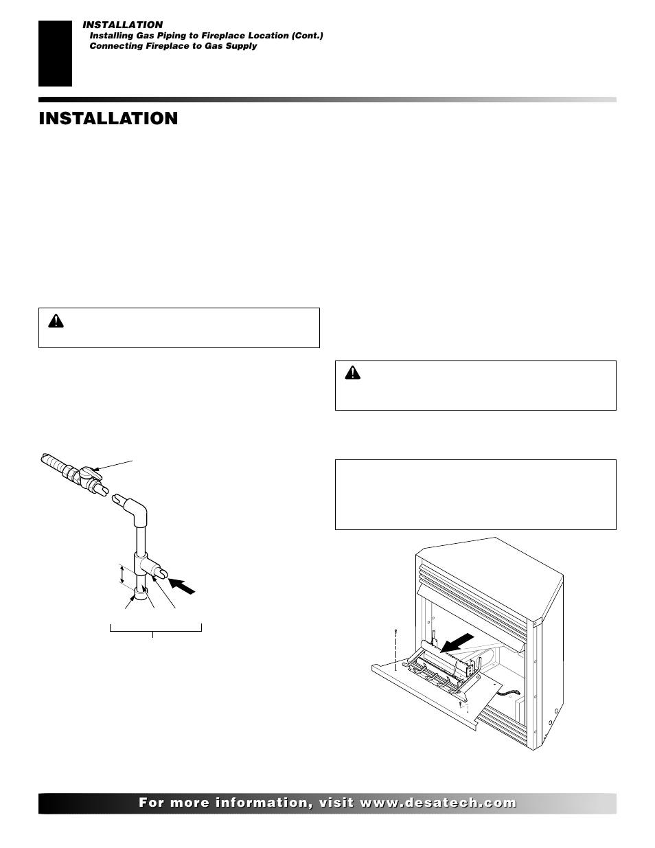 Installation, Continued | Desa EFS33NR  EN User Manual | Page 12 / 34