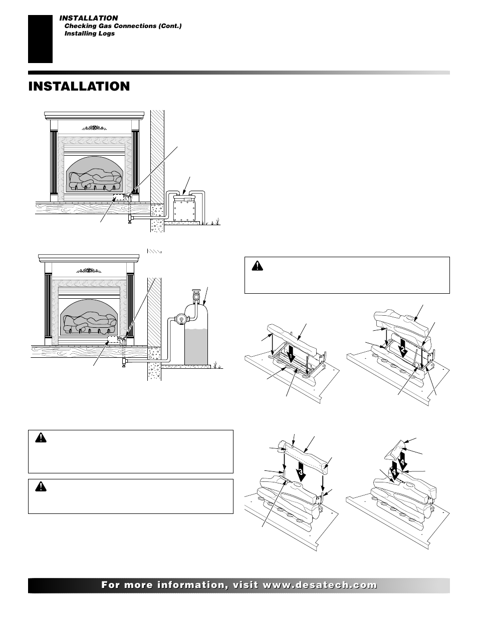 Installation, Continued | Desa EFS33NR  EN User Manual | Page 14 / 34