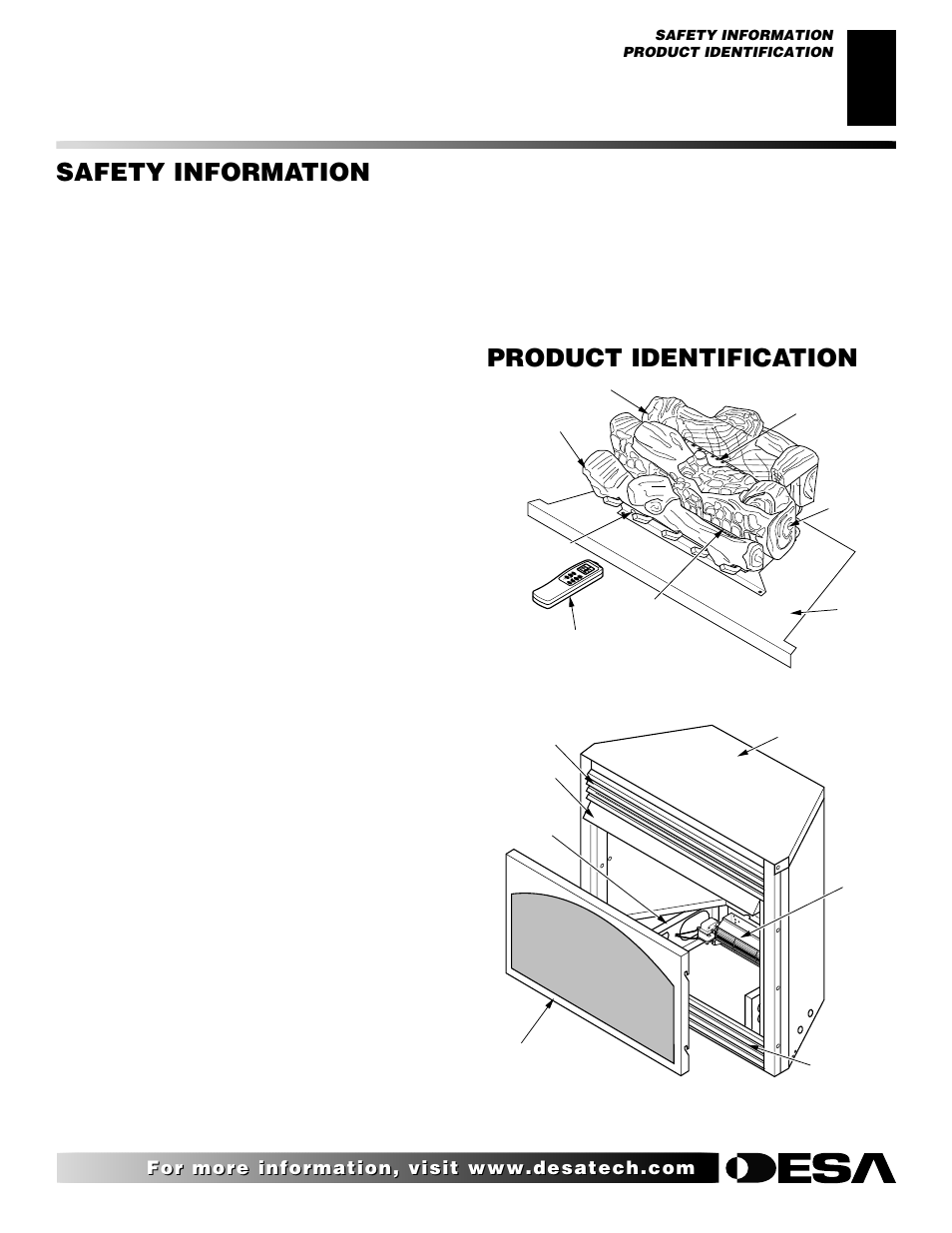 Safety information, Product identification, Continued | Desa EFS33NR  EN User Manual | Page 3 / 34