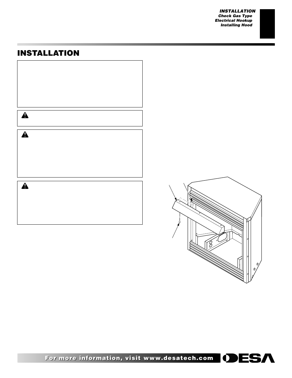 Installation | Desa EFS33NR  EN User Manual | Page 7 / 34