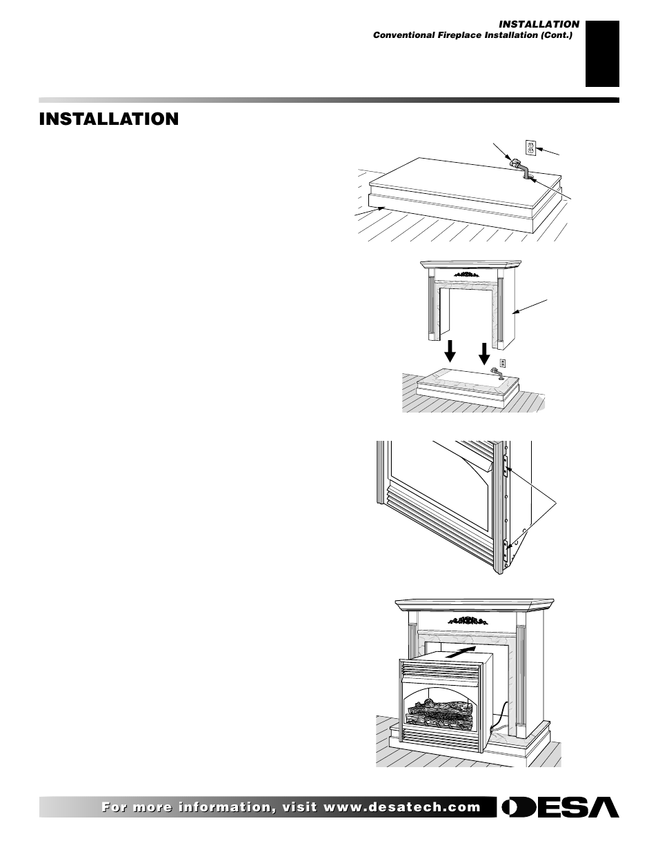 Installation, Continued | Desa EFS33NR  EN User Manual | Page 9 / 34
