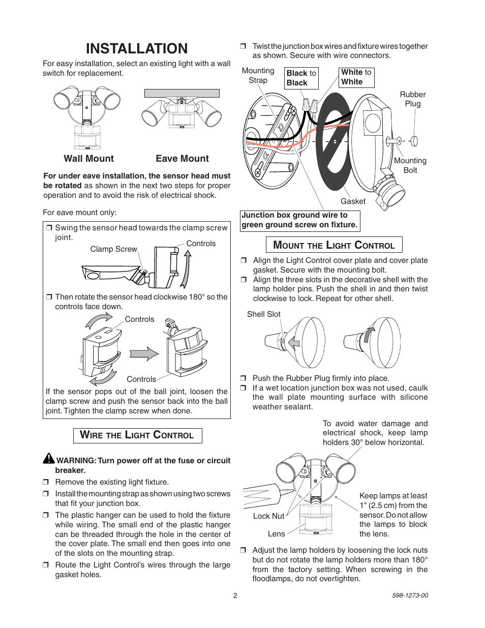 Installation | Desa Motion Sensor Light Control 5412 User Manual | Page 2 / 8