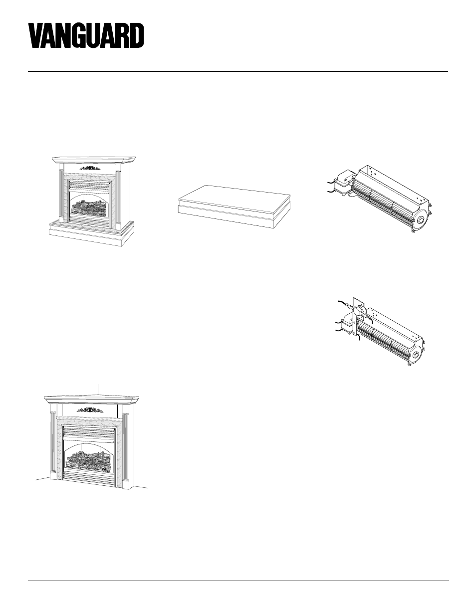Direct-vent fireplace (natural/propane), Accessories, Manual blower kit ga3700 | Thermostatically- controlled blower kit da3610t, Cabinet mantel, Hardwood hearth base, Slim hearth base, Hearth base trim kit (not shown), Corner mantel, Mantel trim (not shown) | Desa BDV34NA  EN User Manual | Page 32 / 38