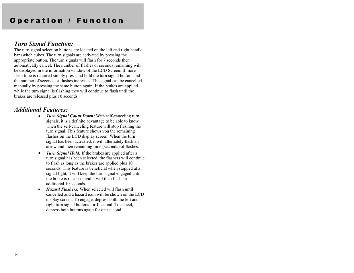 Turn signal function, Additional features | Dynamic Distributors Switch Cubes User Manual | Page 16 / 23