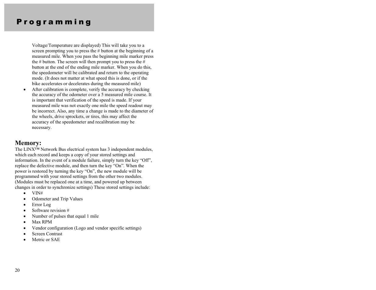 Memory | Dynamic Distributors Switch Cubes User Manual | Page 20 / 23