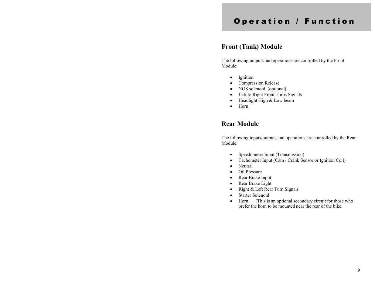 Front (tank) module, Rear module | Dynamic Distributors Switch Cubes User Manual | Page 9 / 23