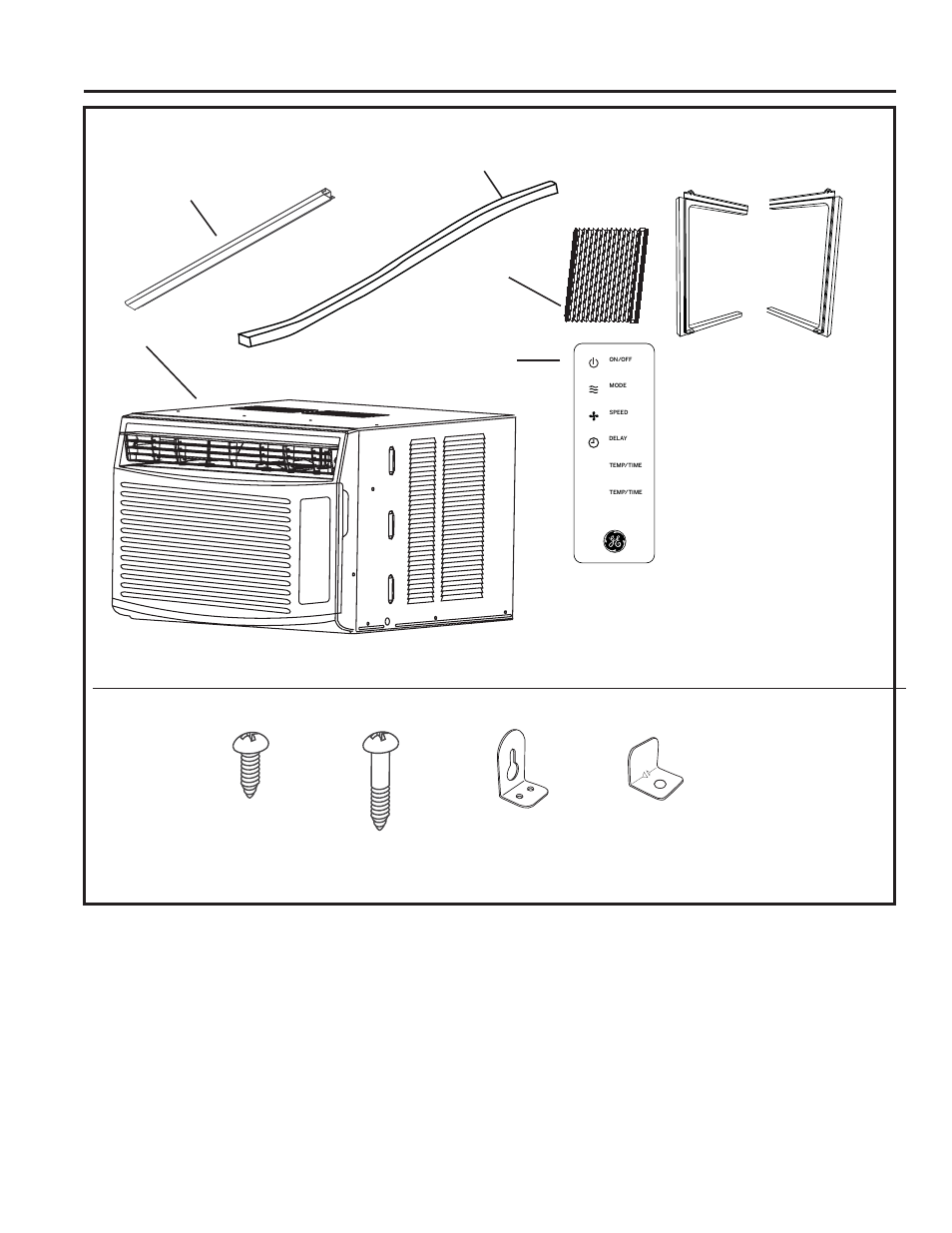 Parts included | GE 6,000 BTU Window Room Air Conditioner Owners Guide User Manual | Page 10 / 36