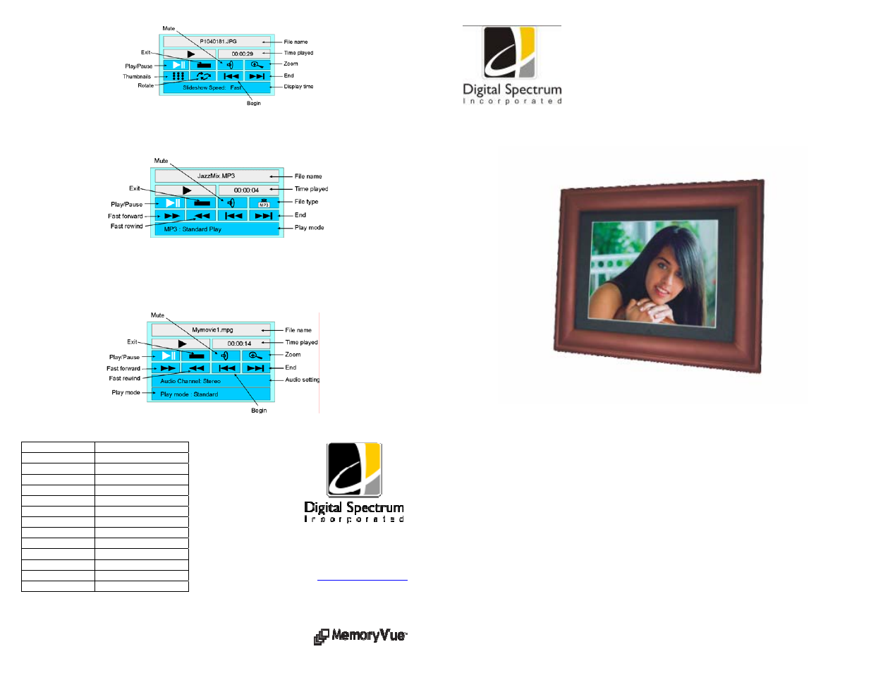 Digital Spectrum MemoryVue 800 Plus User Manual | 4 pages