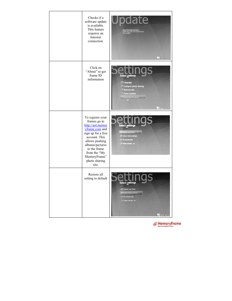 Digital Spectrum MemoryFrame MF-8000 User Manual | Page 14 / 39