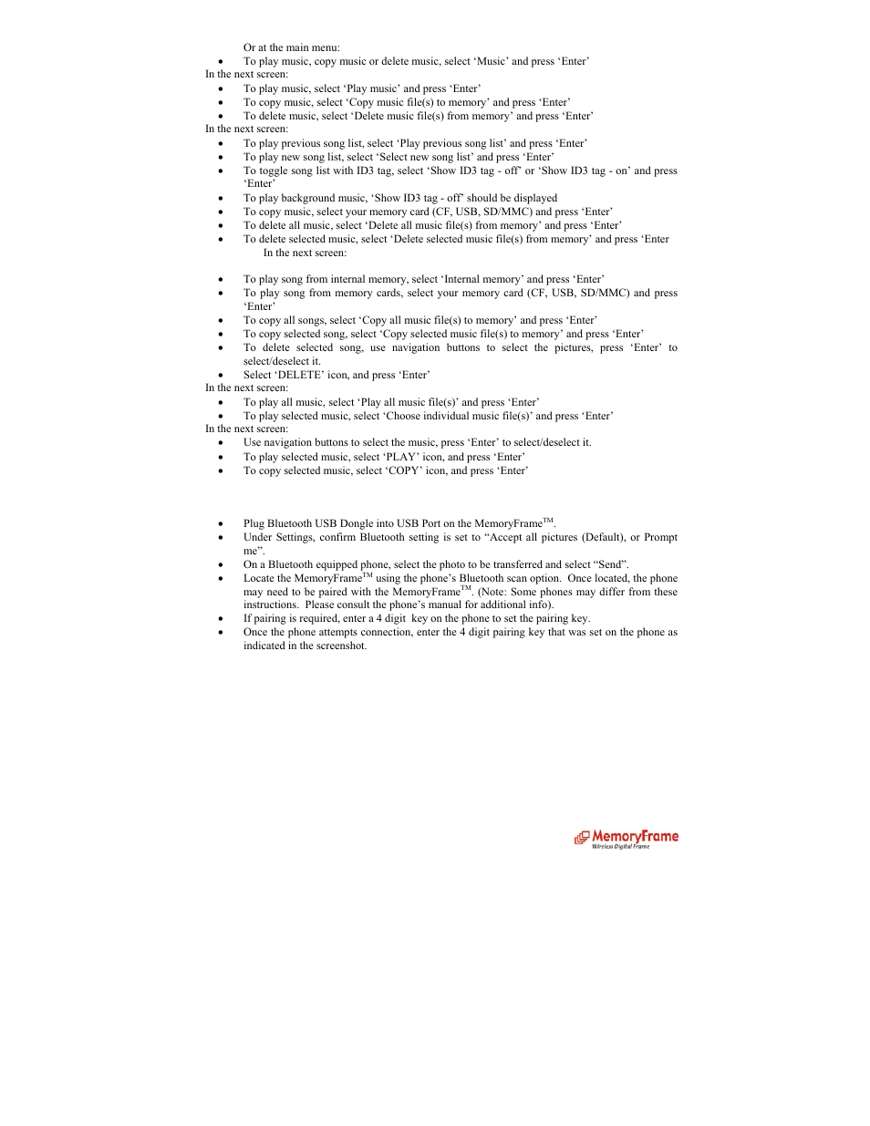 Play slideshow from bluetooth phone | Digital Spectrum MemoryFrame MF-8000 User Manual | Page 28 / 39