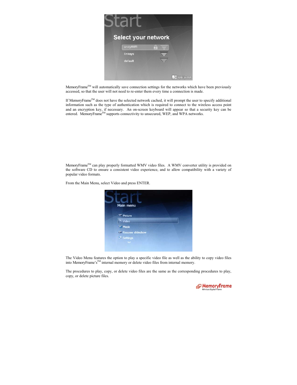 Video | Digital Spectrum MemoryFrame MF-8000 User Manual | Page 9 / 39