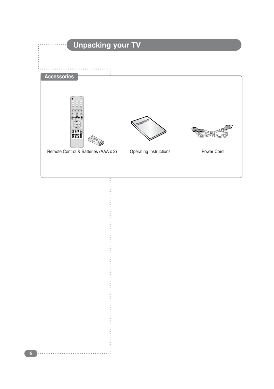 Unpacking your tv | Daitsu LCD Display & TV User Manual | Page 6 / 48