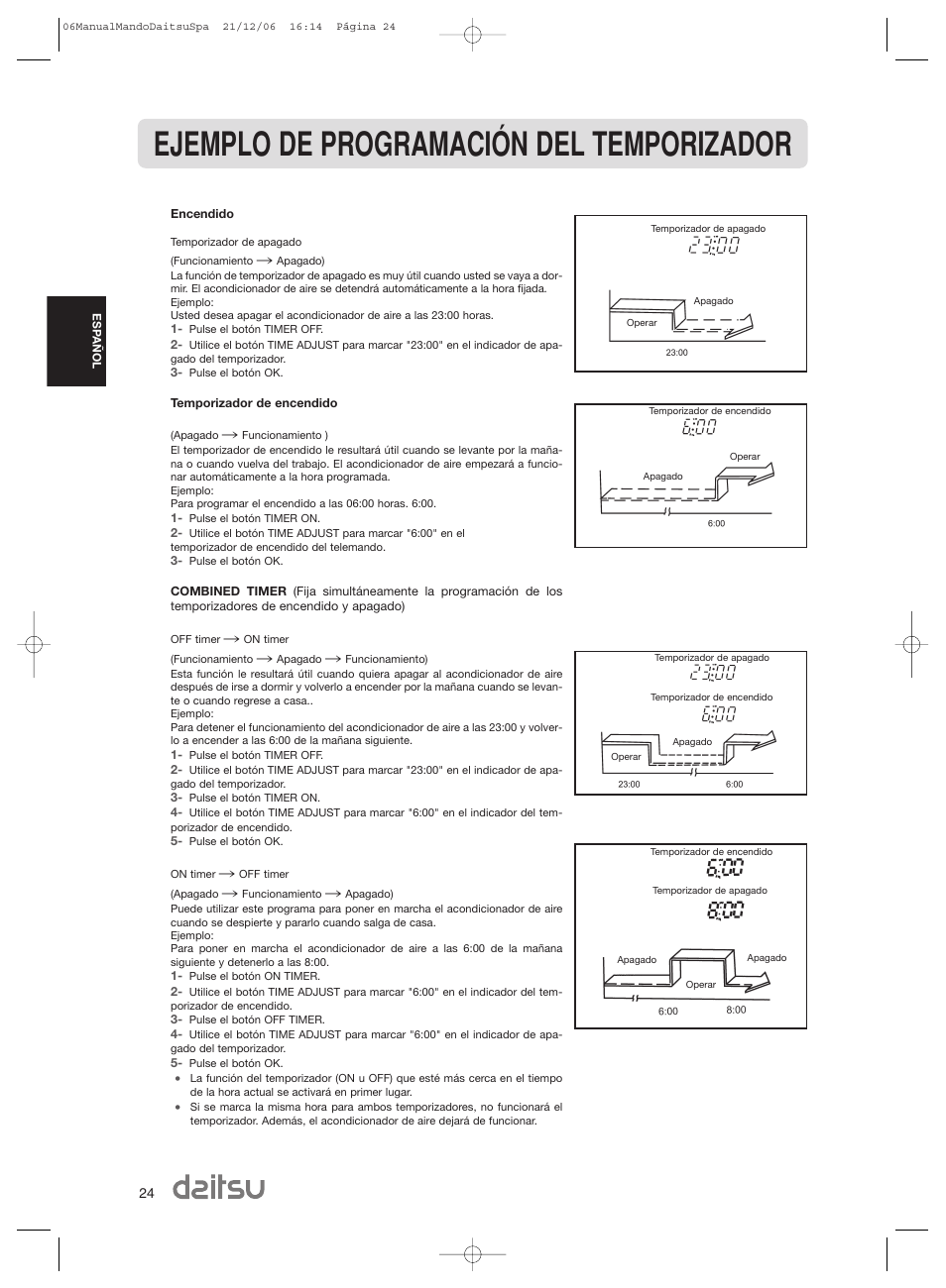 Ejemplo de programación del temporizador | Daitsu ASD 129U11 User Manual | Page 26 / 98