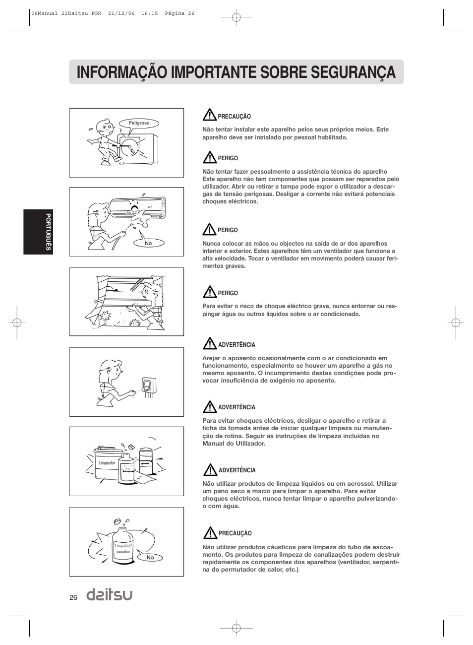 Informação importante sobre segurança | Daitsu ASD 129U11 User Manual | Page 28 / 98