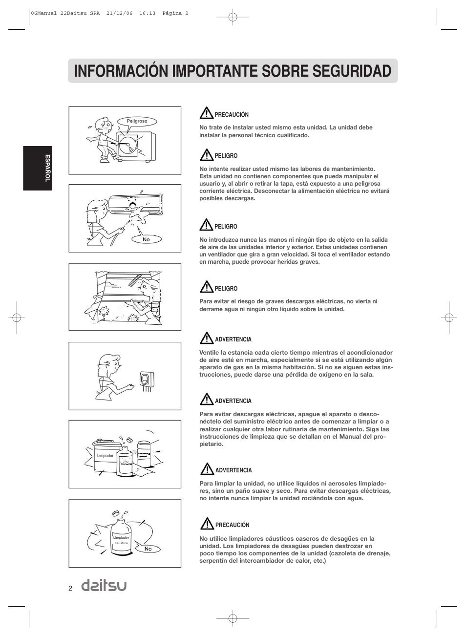 Información importante sobre seguridad | Daitsu ASD 129U11 User Manual | Page 4 / 98