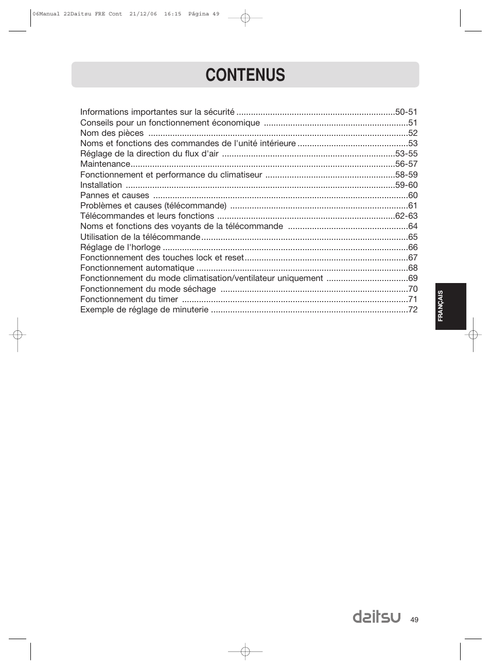 Contenus | Daitsu ASD 129U11 User Manual | Page 51 / 98