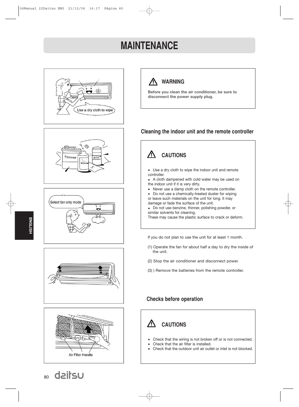 Maintenance | Daitsu ASD 129U11 User Manual | Page 82 / 98