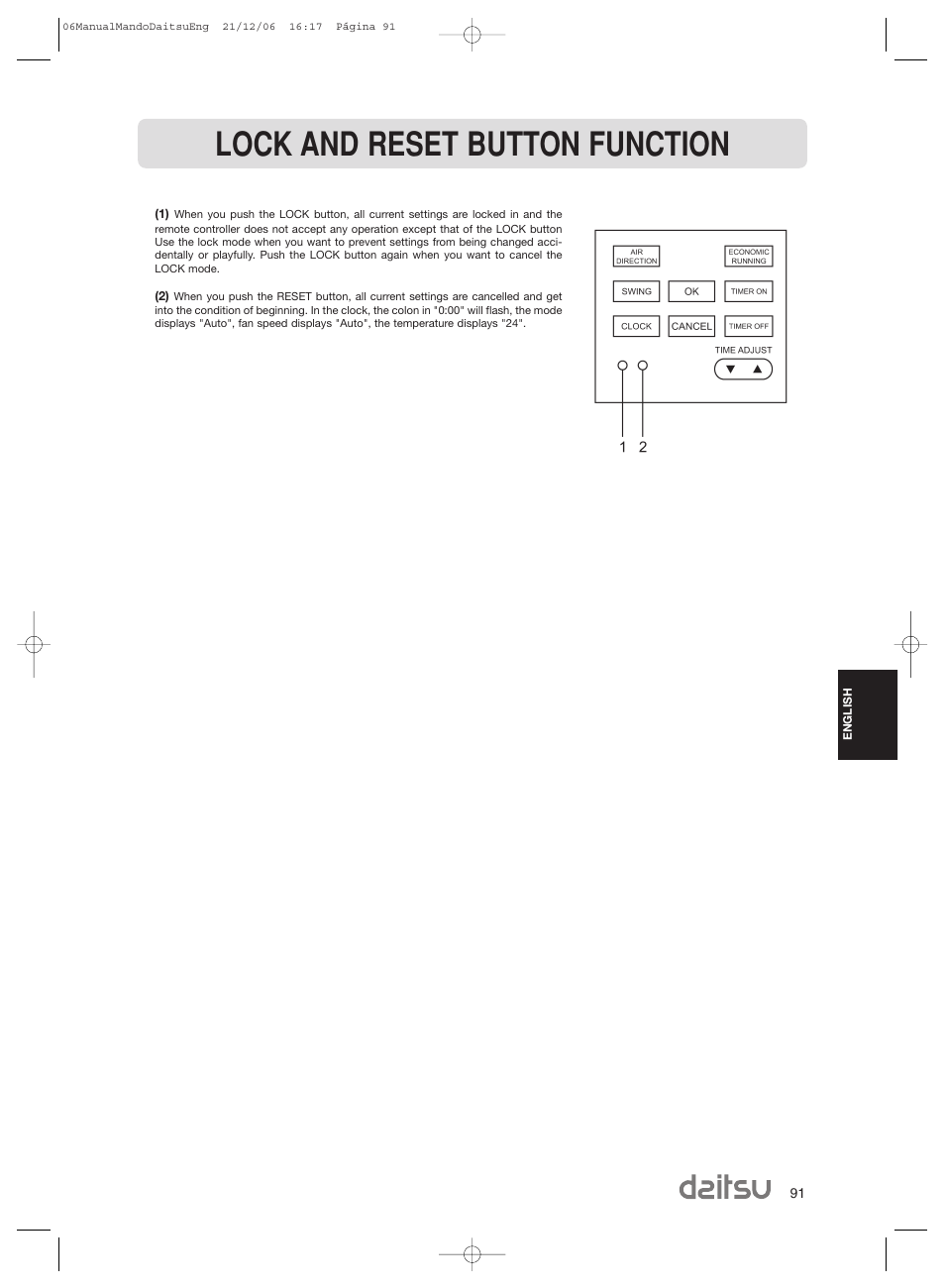 Lock and reset button function | Daitsu ASD 129U11 User Manual | Page 93 / 98