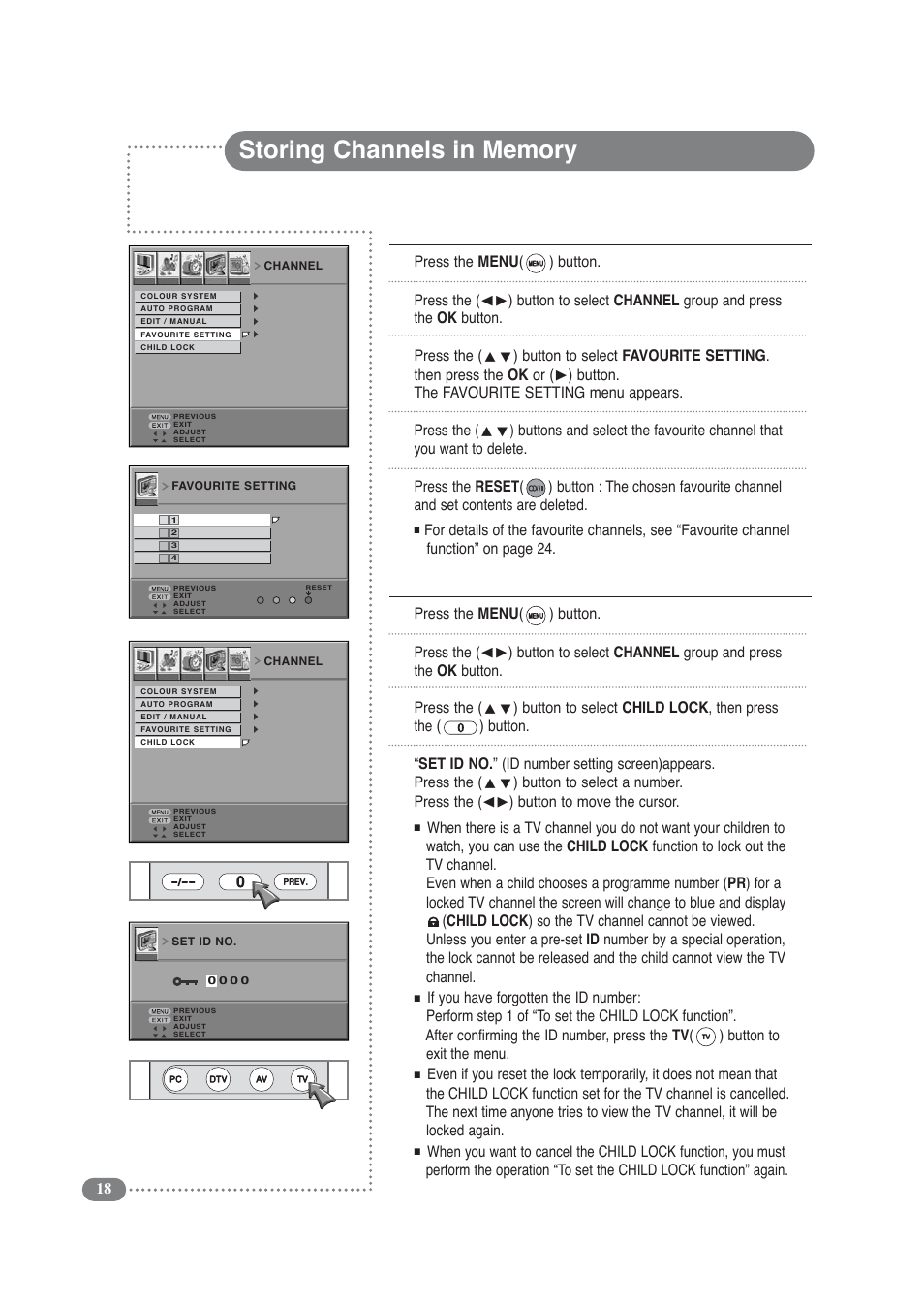 12 3 4 child lock | Daitsu LCD 32 User Manual | Page 18 / 40