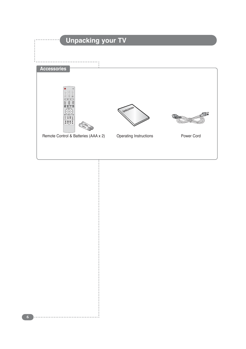 Unpacking your tv | Daitsu LCD 32 User Manual | Page 6 / 40