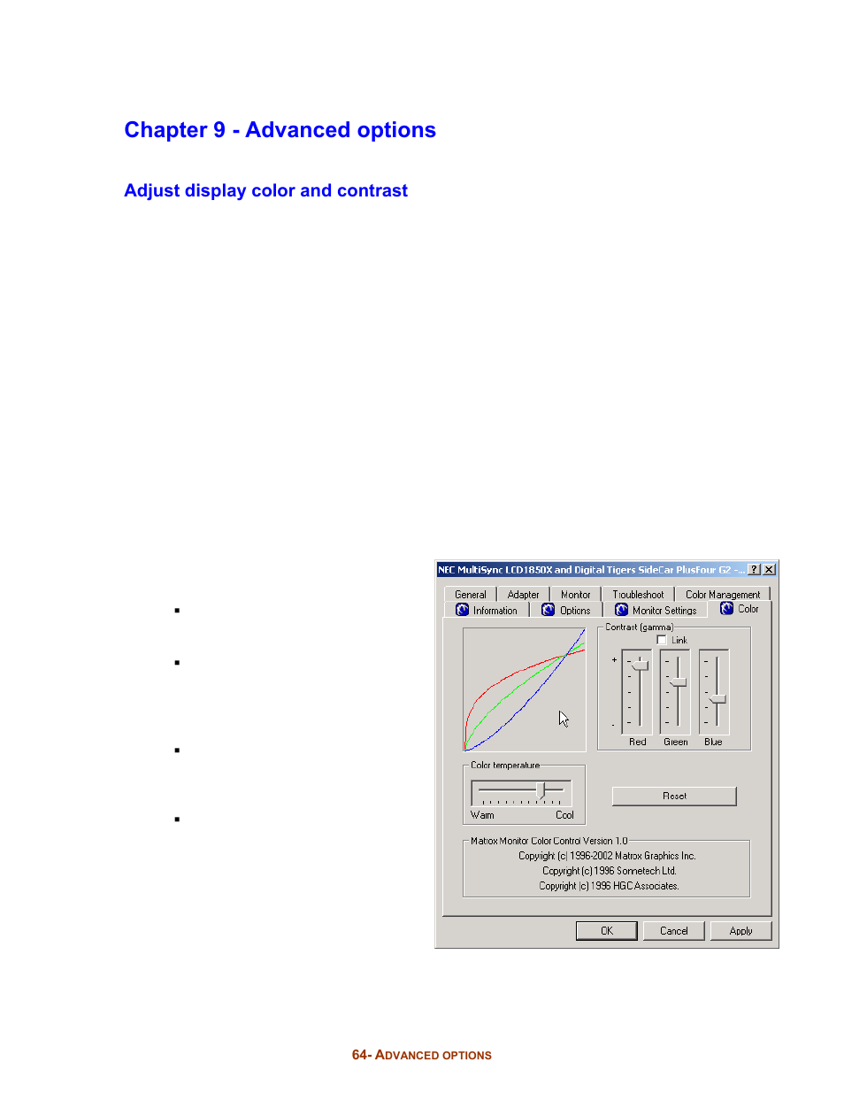 Chapter 9 - advanced options | Digital Tigers SideCar MMS Series User Manual | Page 68 / 83