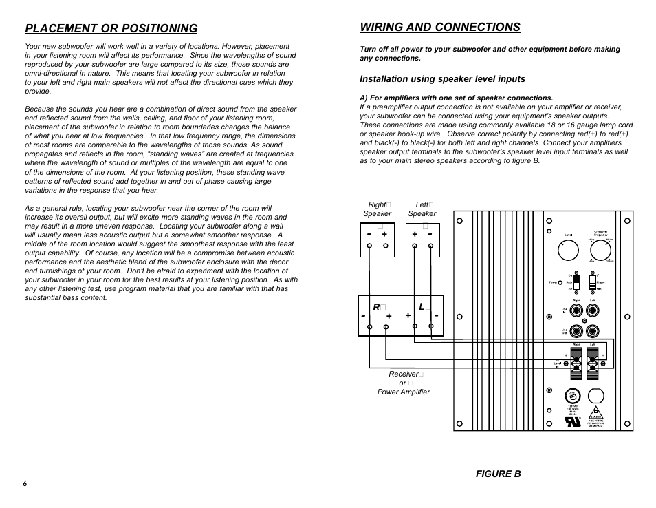 Placement or positioning, Wiring and connections | DCM Speakers TB1010 User Manual | Page 10 / 10