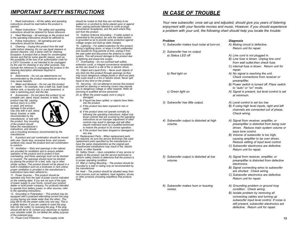 Important safety instructions | DCM Speakers TB1010 User Manual | Page 4 / 10