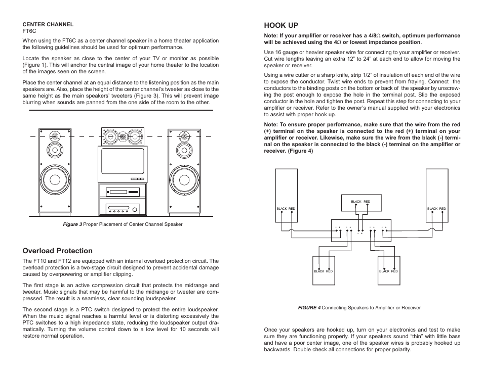 Overload protection, Hook up | DCM Speakers FT6 User Manual | Page 4 / 4