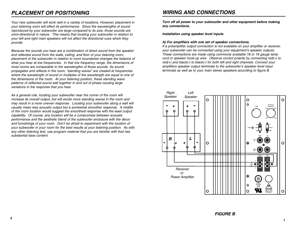 Placement or positioning, Wiring and connections | DCM Speakers DCM1010 User Manual | Page 10 / 10