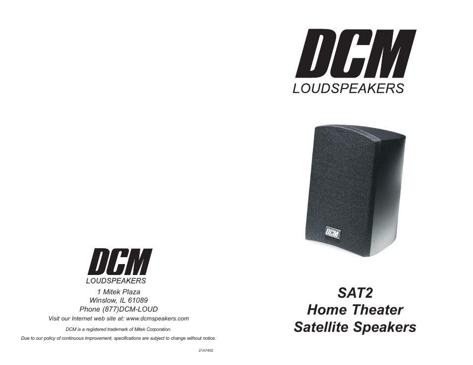 DCM Speakers 21A7402 User Manual | 6 pages