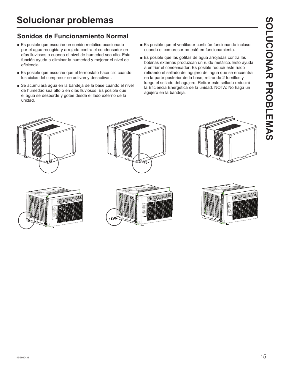 Solucionar problemas solucionar problemas, Sonidos de funcionamiento normal | GE 8,050 BTU Smart Window Air Conditioner Installation Instructions User Manual | Page 35 / 40