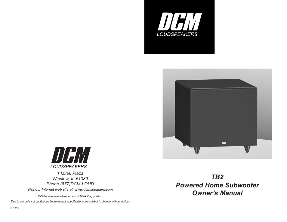 DCM Speakers TB2 User Manual | 10 pages